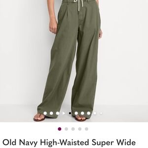 Old Navy Wide Leg Pants - Olive Green, 6 TALL